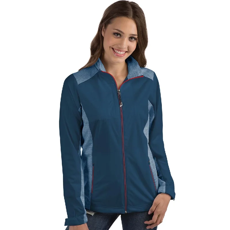 Pocketed JacketsAntigua Women's Navy/Dark Red Revolve Full Zip