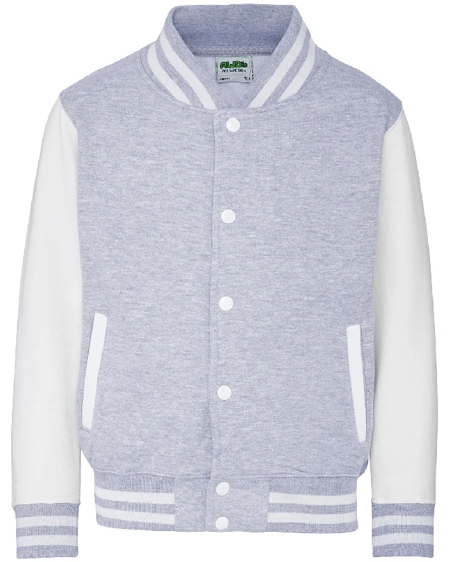 Casual JacketsHeather Grey/White - Kids varsity jacket