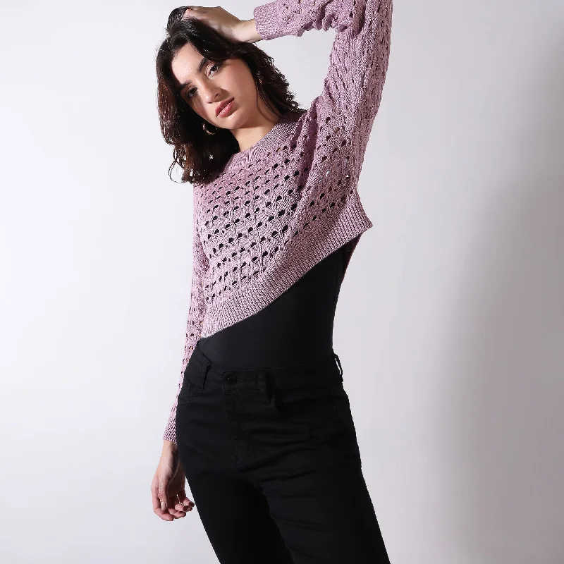 Full Sleeve Ribbed Hem Knit TopKnitted Jumper