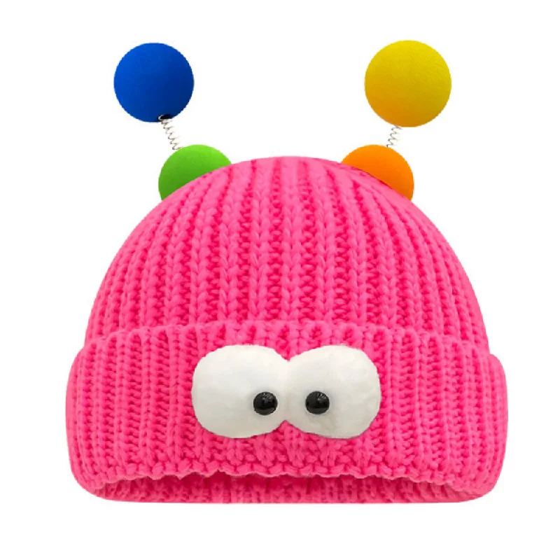 Cartoon Big Eyed Monster Knitted HatKnitted Zip-Up