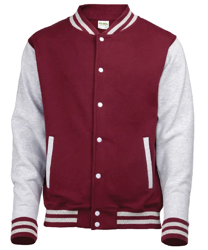 Asymmetrical JacketsBurgundy/Heather Grey* - Varsity jacket