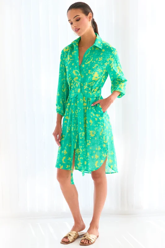 Natalie Shirt Dress Green Citrus Meadow PrintSlim Fit Shirts