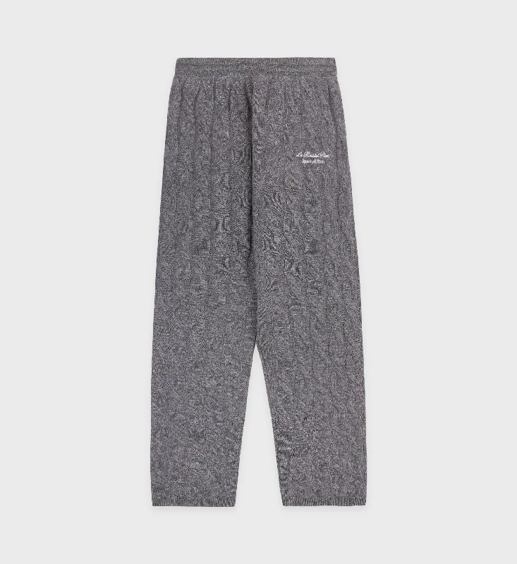 Faubourg Cableknit Wool Cashmere Pants - Dark Gray/WhiteKnitted Short Sleeve