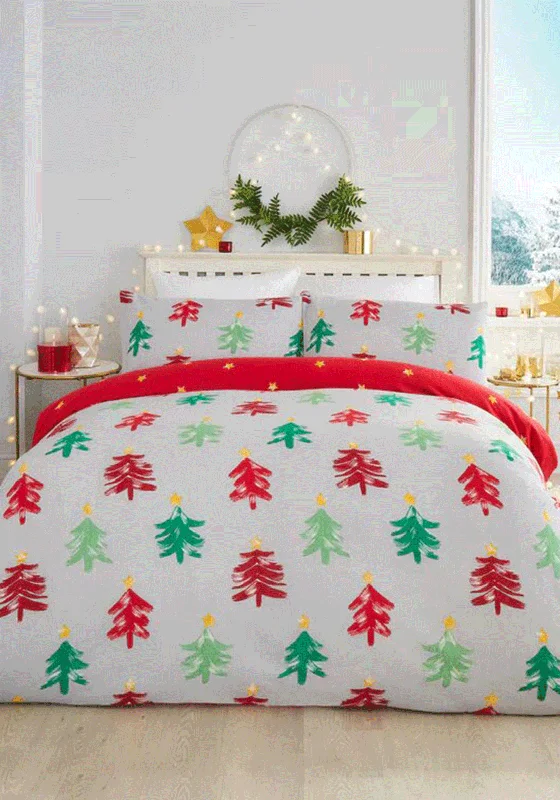 Fusion Festive Trees Duvet Cover Set, Grey