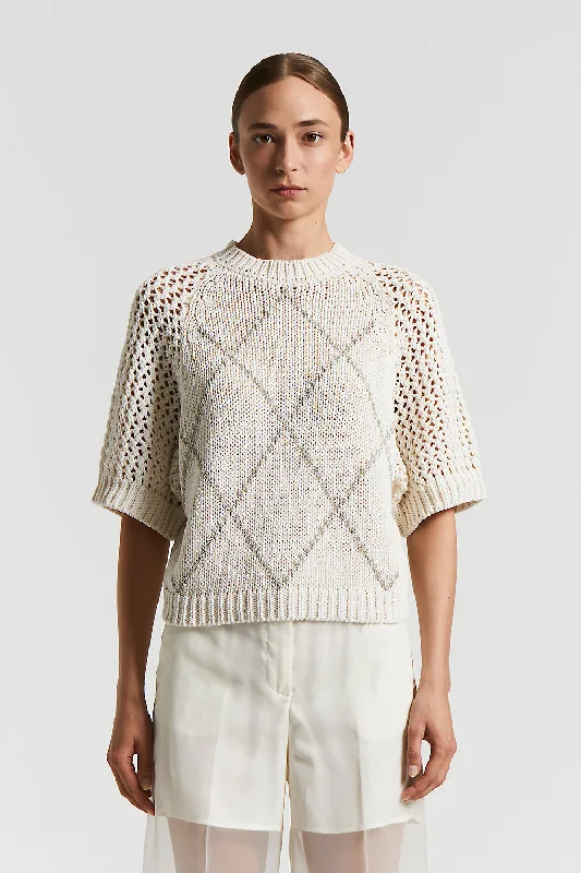 Cotton webbing sweater with Punto LuceKnitted Spring