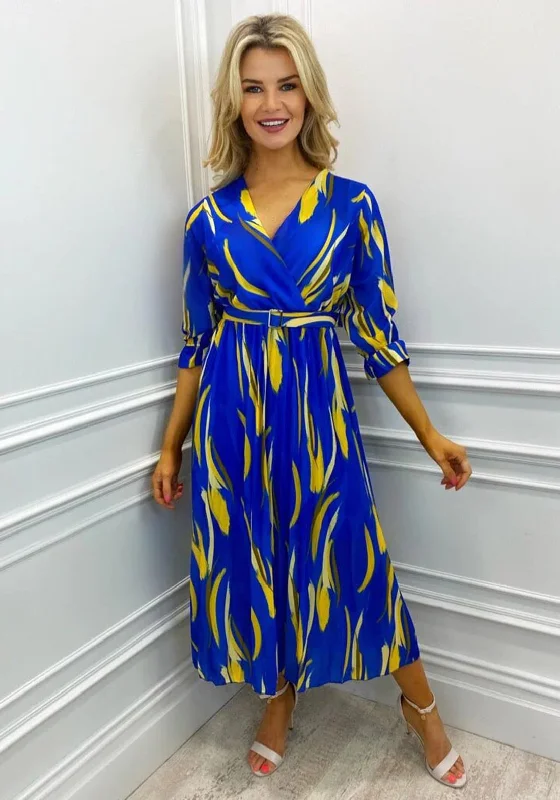 Kate & Pippa Positano Print Midi Dress, Blue & YellowCasual Dress