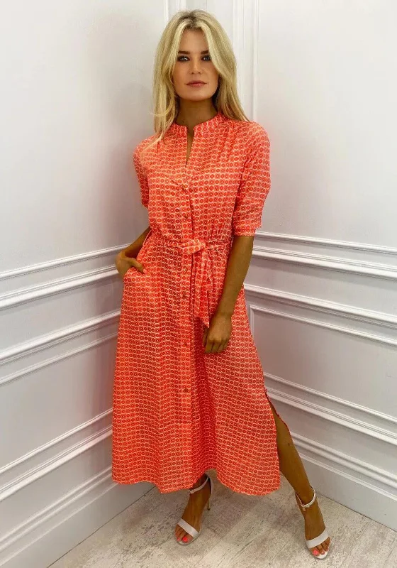 Kate & Pippa Capri Geometric Dot Print Midi Dress, OrangeEvening Dress