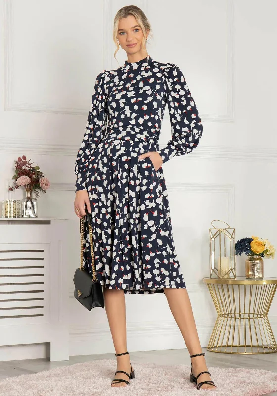 Jolie Moi Kathryn Long Sleeve Midi Dress, NavyDesigner Dress