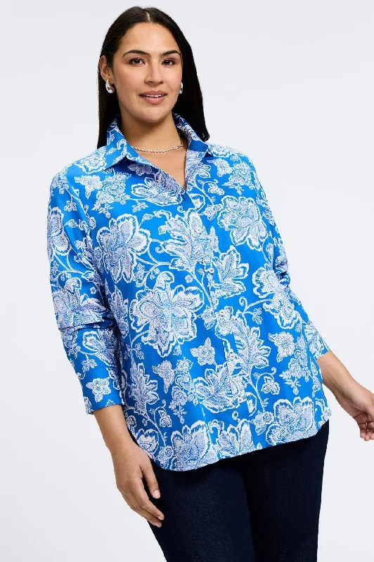 Meghan Plus Woodblock Floral Long Sleeve ShirtCashmere Shirts