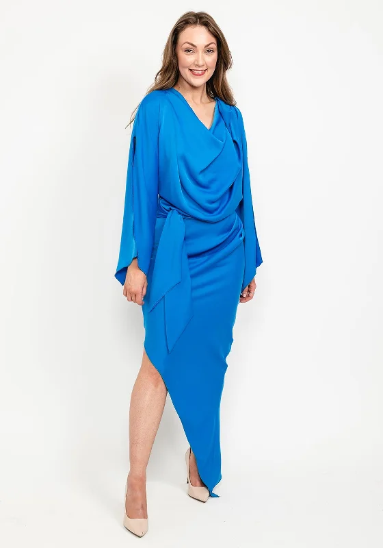 Kevan Jon Selena Asymmetrical Draped Dress, New BlueCrinoline Dress