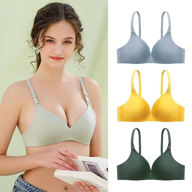 New Female Women Fashion Wireless Padded Bras - Push Up Wire Free Sexy 1Piece Bras (TSB2)(TSB3)(F27)Chambray Shirts