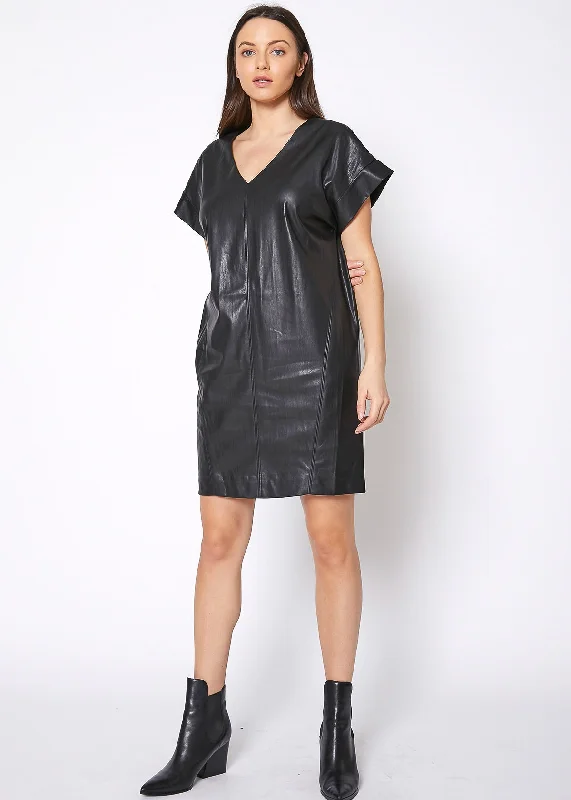 Women's Black PU Leather DressVintage Dress