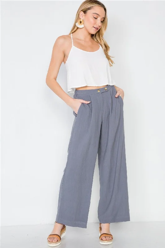 Plaid PantsSlate Wide Leg High-Waist Pants /2-2-2