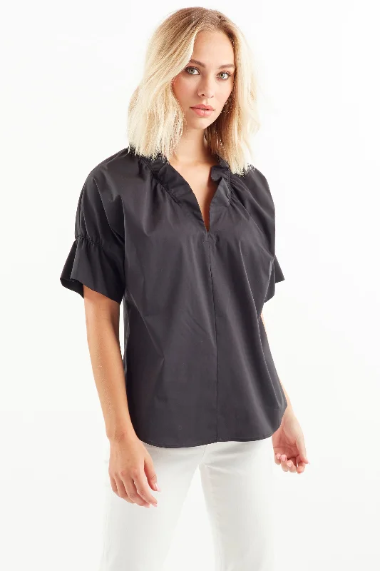 Crosby Black Poplin ShirtAsymmetrical Shirts