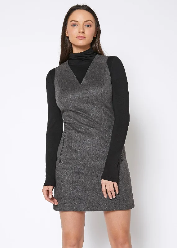 Brushed Wool V-Neck Tank Mini DressRain Dress