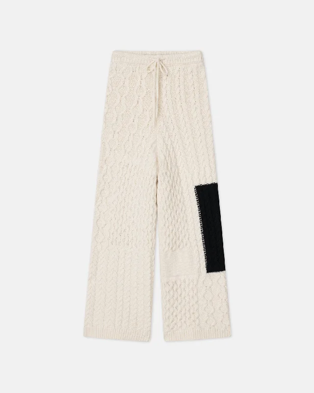 Leandra - Sale Cable-Knit Pants - Cream BlackKnitted Heavyweight