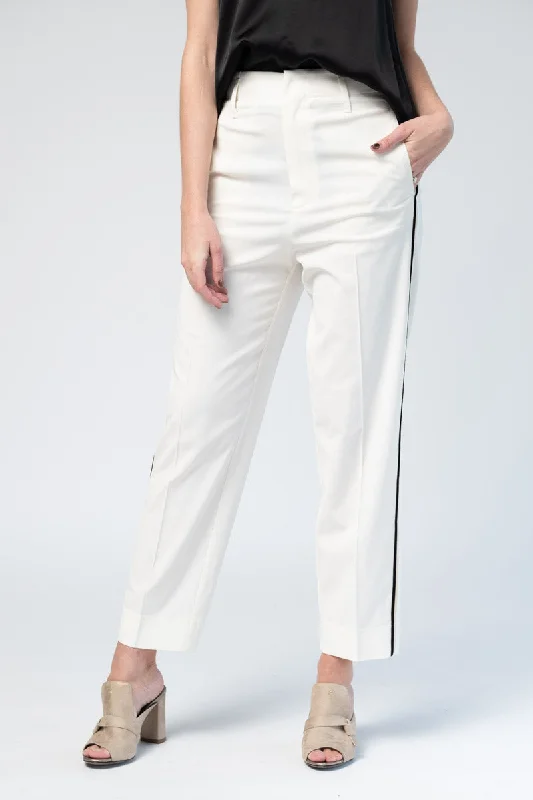 Thermal PantsWool Pants with Side Ribbon Tape in Bianco