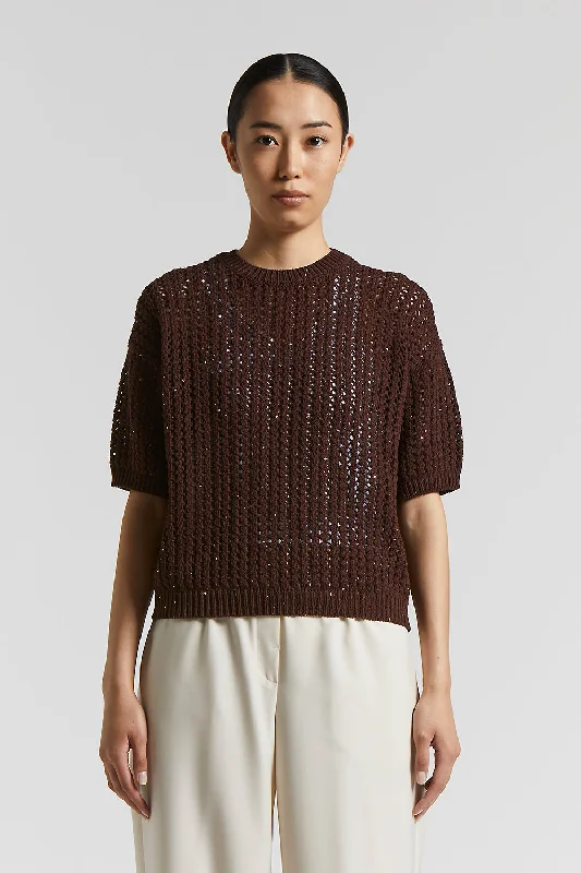 Cotton cordonnet sweater with sequinsKnit Top