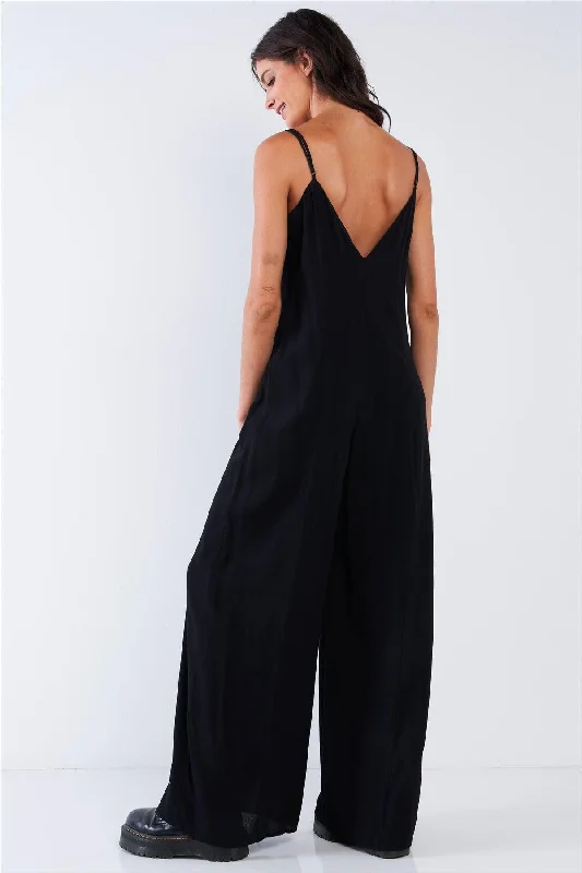 Silk Lined Adjustable Cami Strap V-Neck Button Up Jumpsuit /2-4VNeckTopRidge