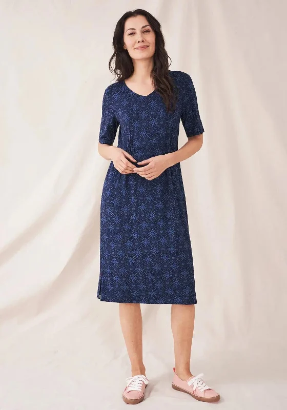 White Stuff Kara Jersey Midi Dress, Navy MultiTutu Dress