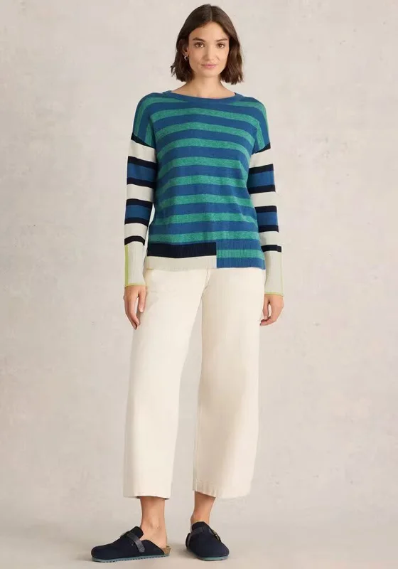 White Stuff Olive Striped Sweater, Blue MultiKnitted Zip-Up