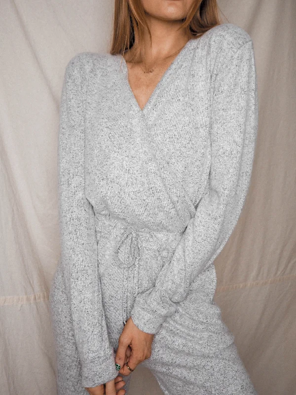 Honor Grey Knitted Wrap JumpsuitKnit Hoodie