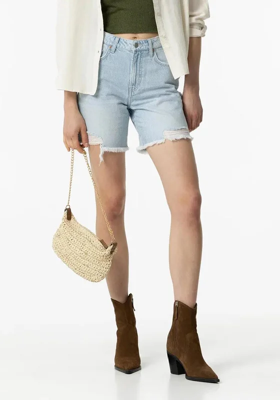 Cowboy bagTiffosi Benny Denim Ripped Effect Shorts, Light Blue Wash