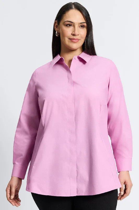 Cici Plus No Iron Pinpoint Long Sleeve TunicSheer Shirts