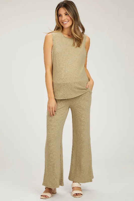 Tuxedo PantsLight Olive Slub Knit Maternity Pants Set