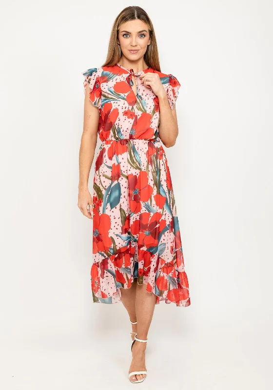 Seventy1 Poppy Floral Midi Dress, Red MultiMilitary Dress