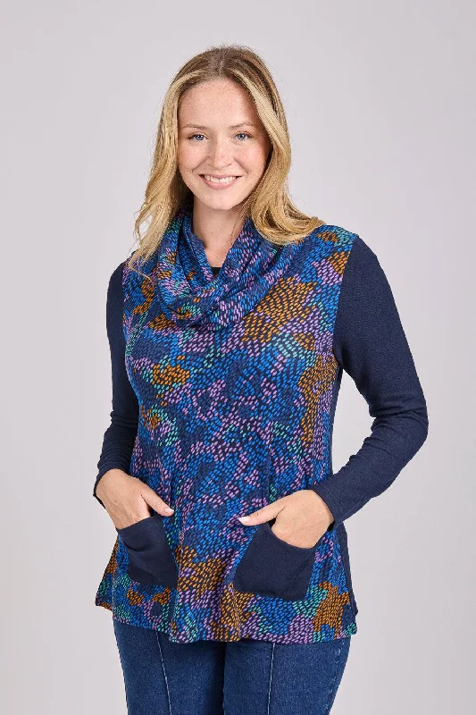 Multicolour print cowl neck topKnit Turtleneck