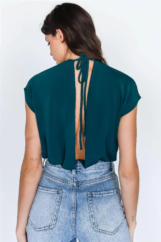 Teal Wrap V-Neck Open Back Bodysuit /2-3VNeckTopCanyon