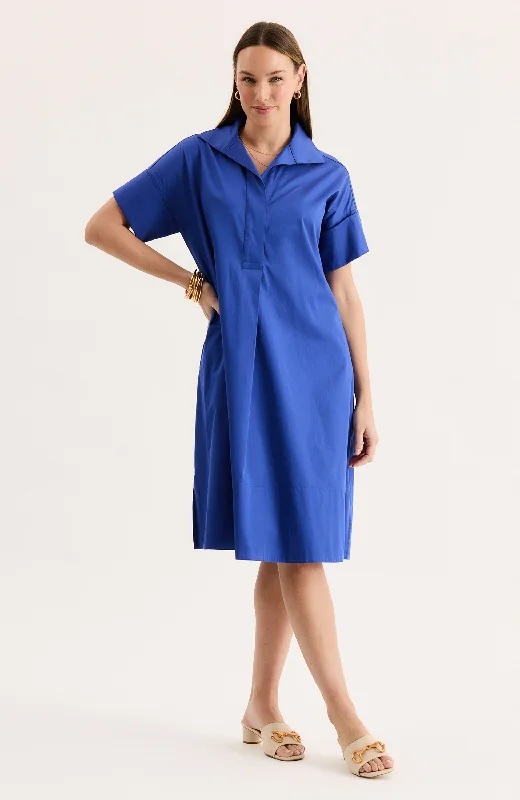 Addie Cotton Midi Shirtdress - Dazzling BlueBeaded Shirts