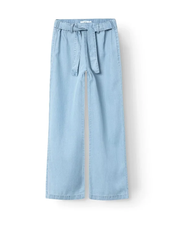 Denim patchworkName It Kid Girl Rosie Wide Leg Jean, Light Blue Denim