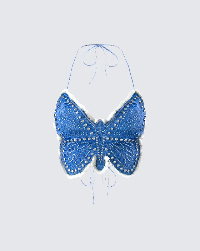 Denim windbreakerOlivette Blue Denim Butterfly Top