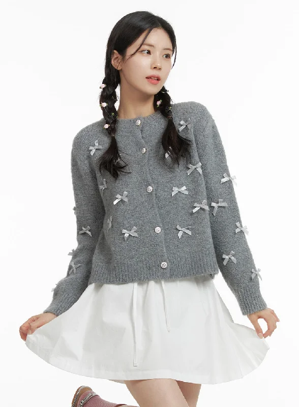 Balletcore Ribbon Button Up Sweater OJ418Knit Oversized