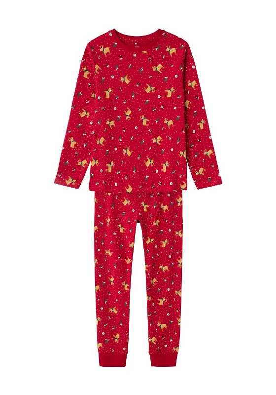 Name It Kid Christmas Long Sleeve Pyjama Set, Jester Red