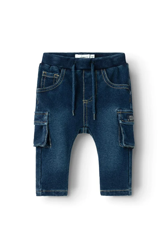 Denim looseName It Baby Boy Ben Cargo Jeans, Dark Blue Denim