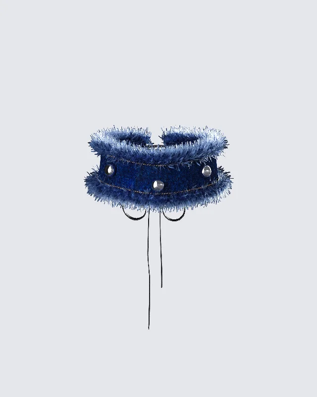 Denim beadsMaja Blue Denim Choker