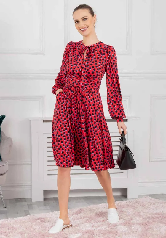 Jolie Moi Allyn Bow Neck Printed Dress, Red SpotHigh-low Dress