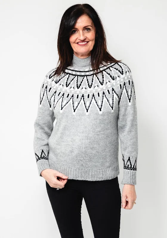 Serafina Collection One Size Fair Isle Knit Jumper, GreyKnitted Vest