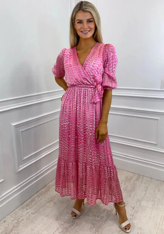 Kate & Pippa Modena Abstract Pattern Maxi Dress, PinkVictorian Dress