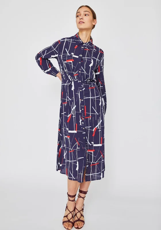 iBlues Giralda Print Midi Shirt Dress, Navy MultiCocktail Dress