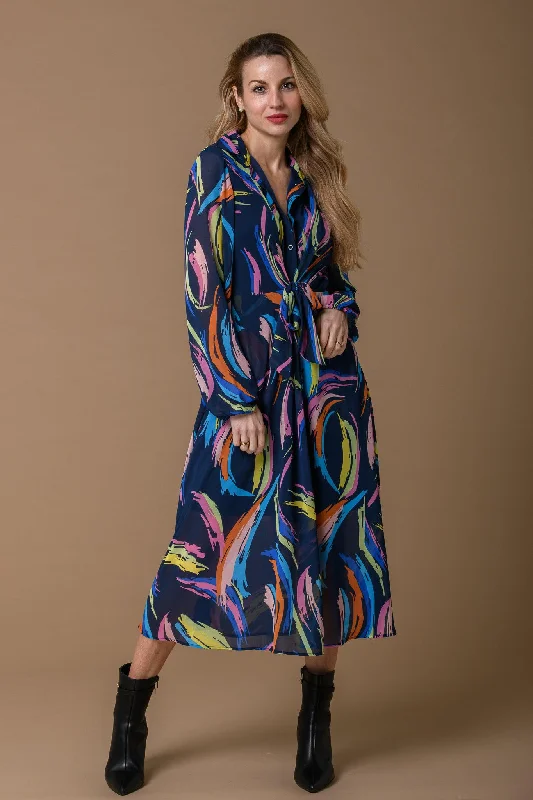 Colourful Splash Maxi DressKnitted Fitted