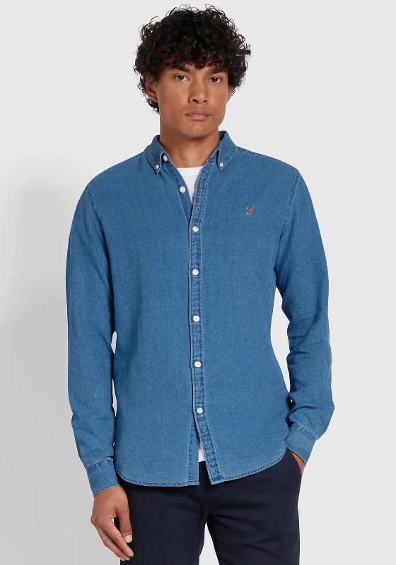 Cut selvedgeFarah Jacob Denim Shirt, Stone Wash