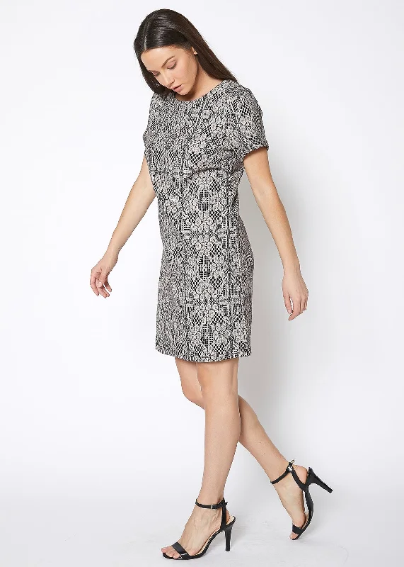 Women's Flower Embossed Shift DressReflective Dress