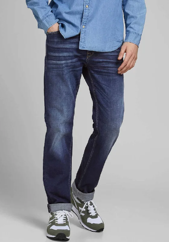 GuessJack & Jones Mens Clark Original Regular Fit Jeans, Blue Denim