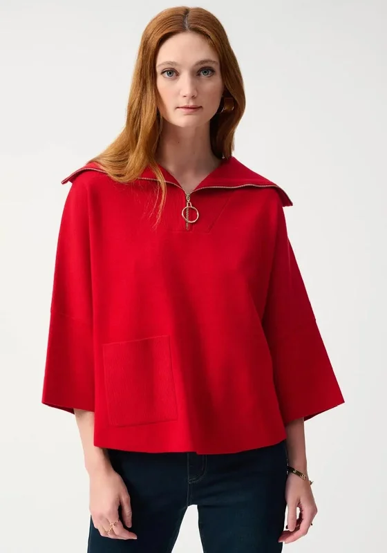 Joseph Ribkoff Zip Neck Jumper, RedKnitted Shirt