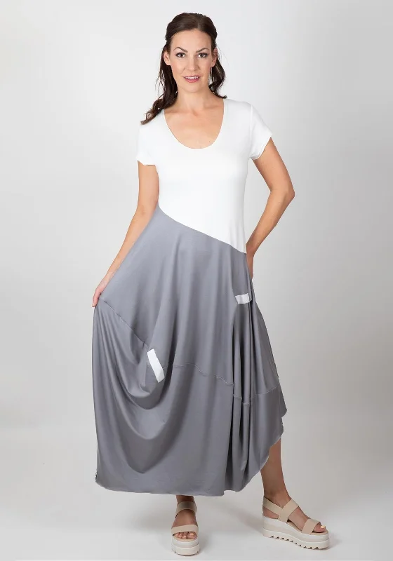 Inco Colour Block Casual Maxi Dress, Grey & WhiteHigh-visibility Dress