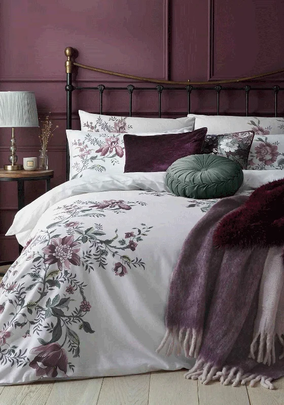 Laura Ashley Edita’s Garden Printed Floral Duvet Cover Set, Blackberry Purple